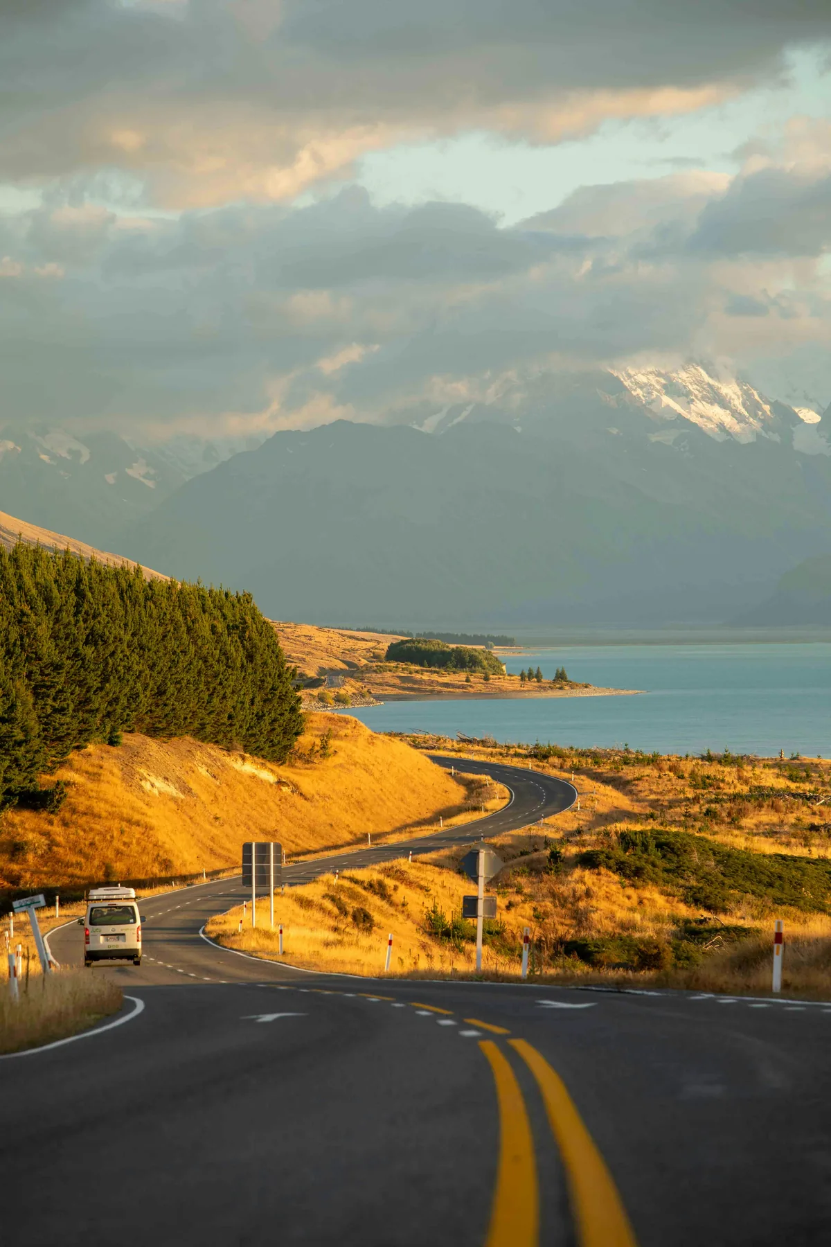 Campervan driving through scenic Australian roads